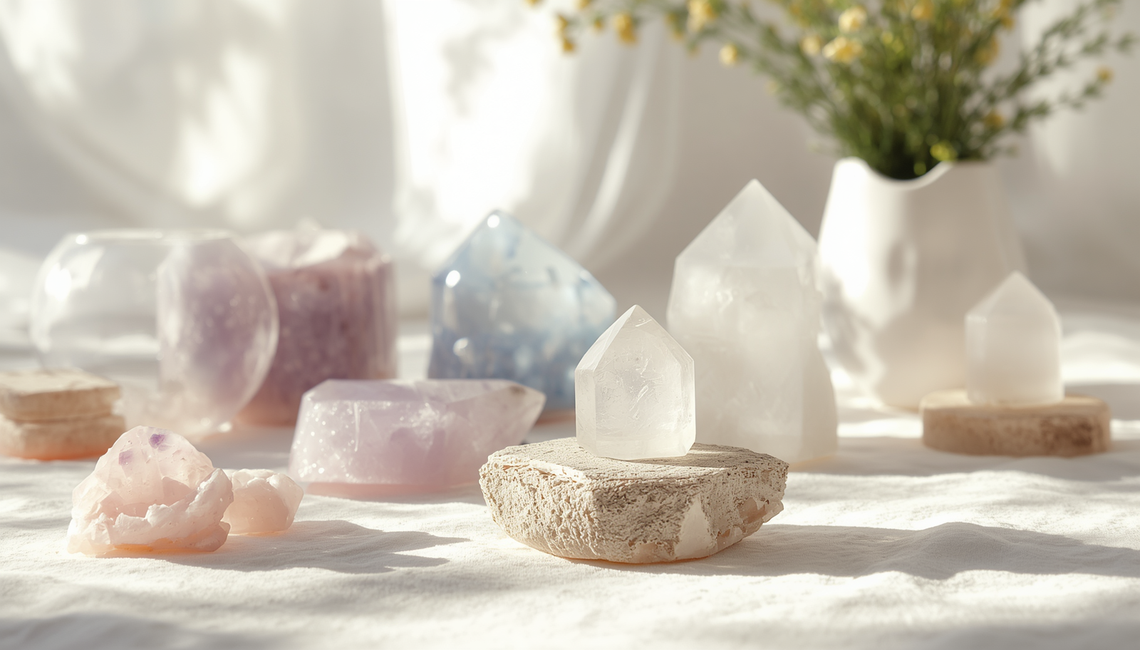 Crystal healing meditation with serene atmosphere